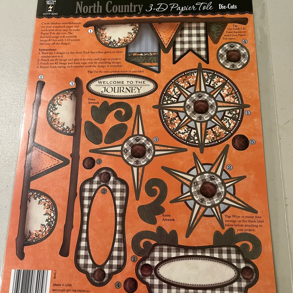 North Country 3-D Paper Tole Die-Cuts. Made in USA